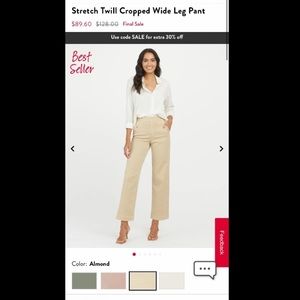 Medium Almond Spanx Stretch Twill Cropped Wide Leg Pant